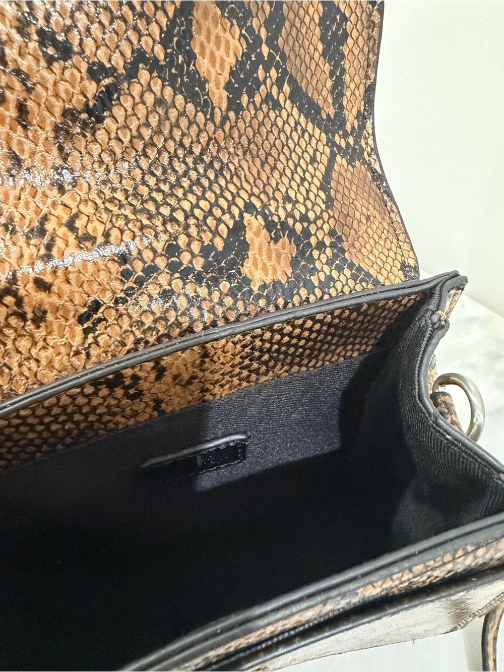 Urban Outfitters Brown Snake-Print Crossbody Top-Handle Bag